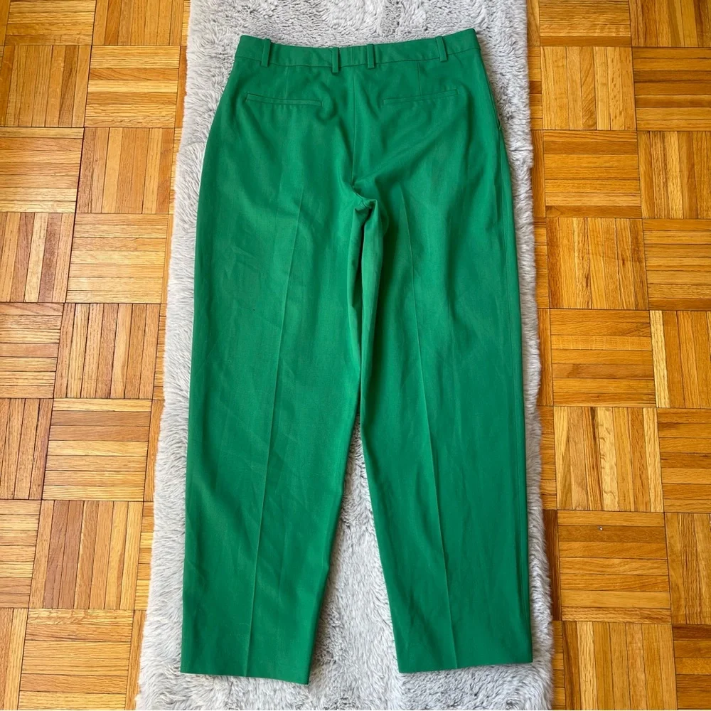 Diane Von Furstenberg Academia Preppy high Waisted Cotton Green pleaded Trousers